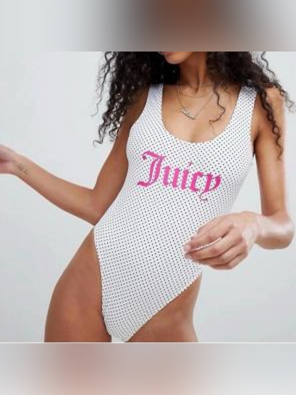 NWT Juicy Couture Black Label One Piece Suit. White w/black polka dots Size XL